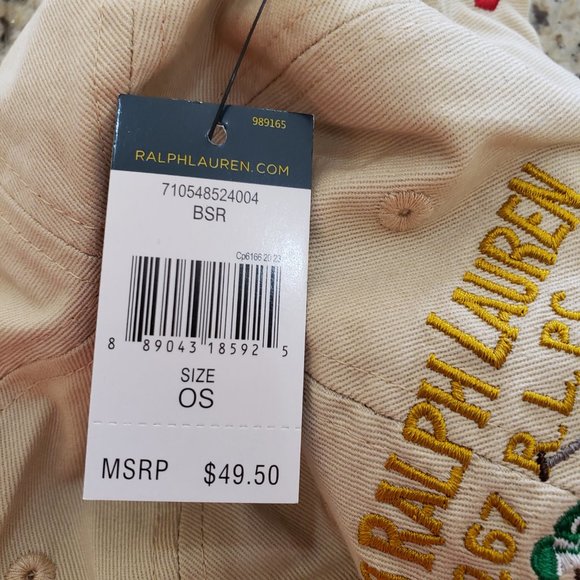 POLO RALPH LAUREN MENS KHAKI "3" POLO PLAYER/PONY LOGO BALL CAP HAT OSFA… - Picture 10 of 10